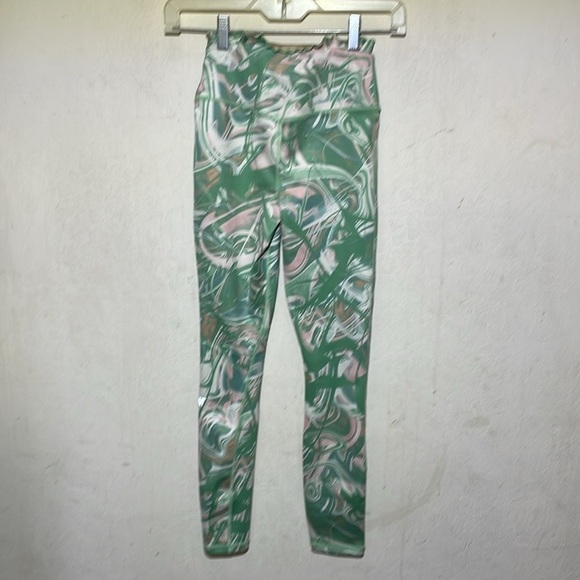 IVL Collective Light Green Pink Multi Color Marble Swirl Leggings Size 2 - Picture 4 of 8